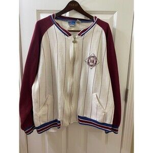 VTG Spaulding Sport Mens XL Baseball Sweatshirt Pinstripe Jersey Full Zip
